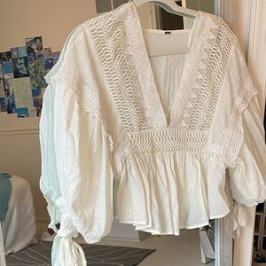 Free people flouncy white blouse